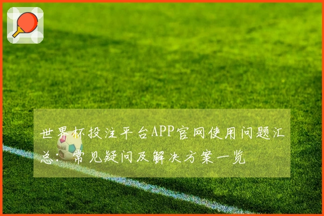 世界杯投注平台APP官网使用问题汇总：常见疑问及解决方案一览